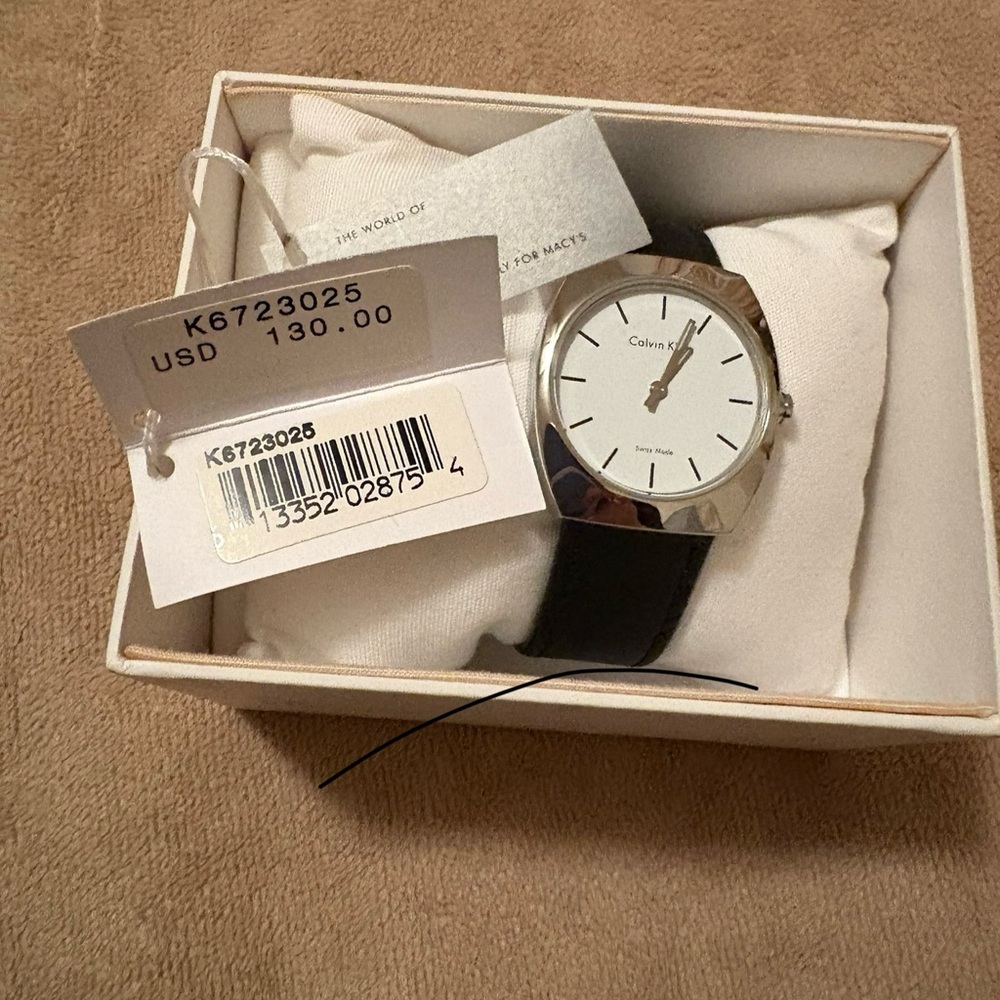 Calvin Klein Silver and Black Minimalist Watch